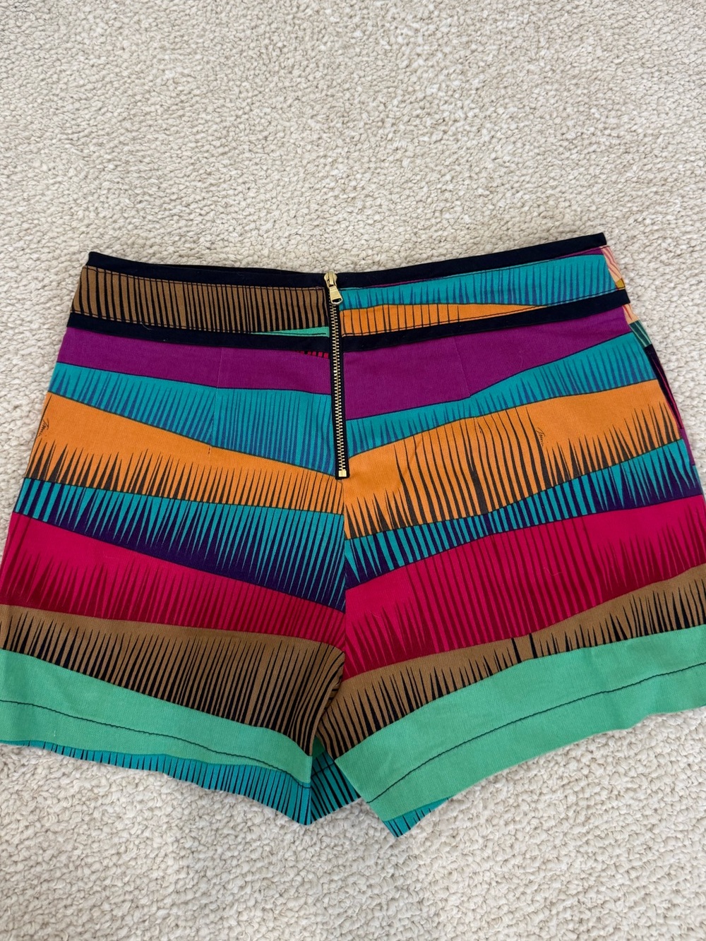 Trina Turk Multicolor Striped High-Waist Shorts - Picture 2 of 2